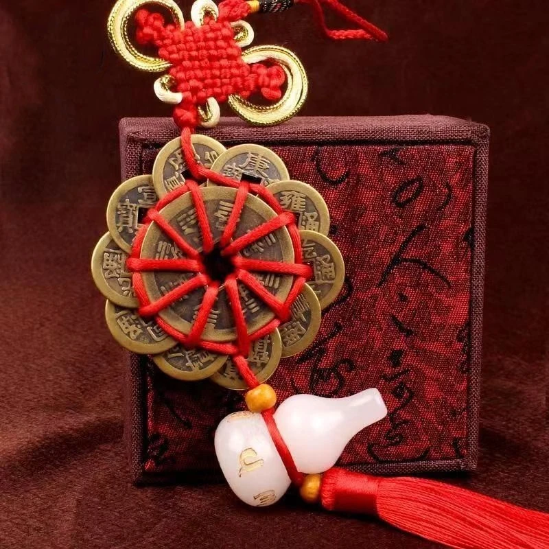 铜钱八帝十帝梅花钱八卦铜钱明咒葫芦挂件家居客厅卧室中式摆件款