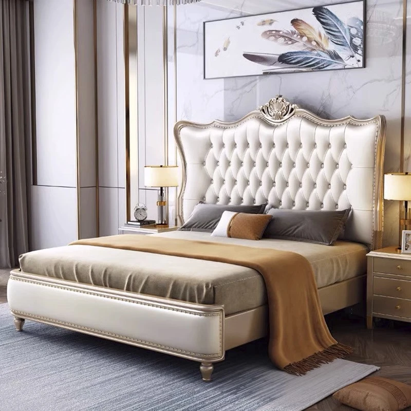 美式轻奢床法式公主欧式主卧婚床现代简约1.8实木双人抽屉储物床