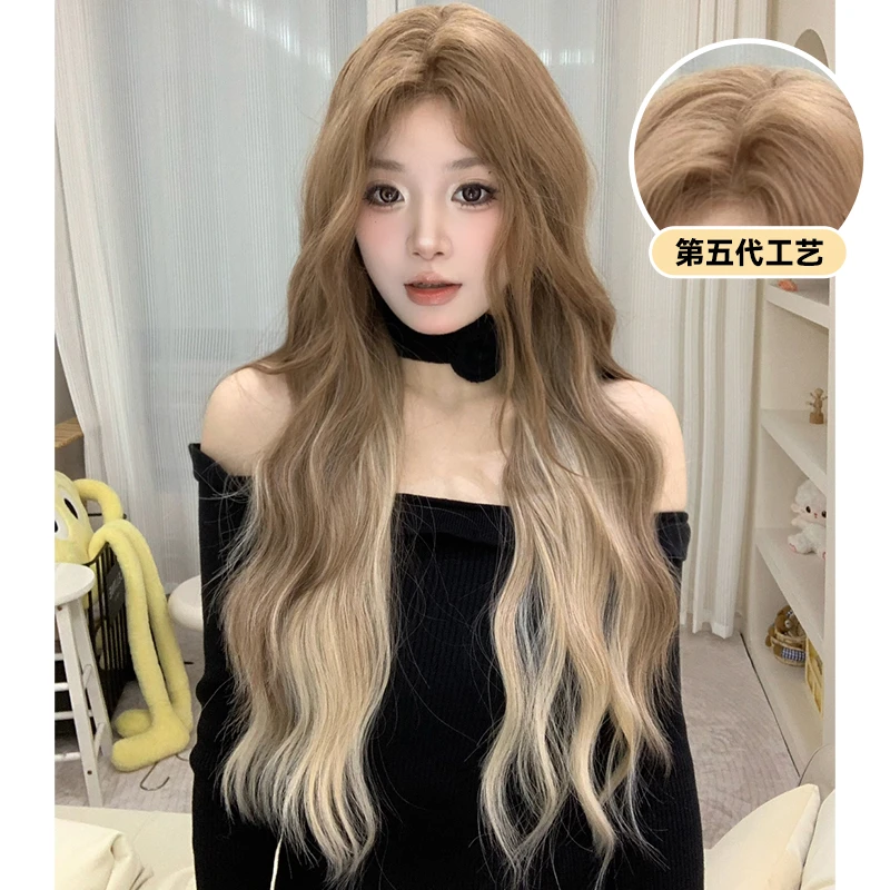 假发女手钩前蕾丝中分长卷发均码lolita修脸网红jk全头套