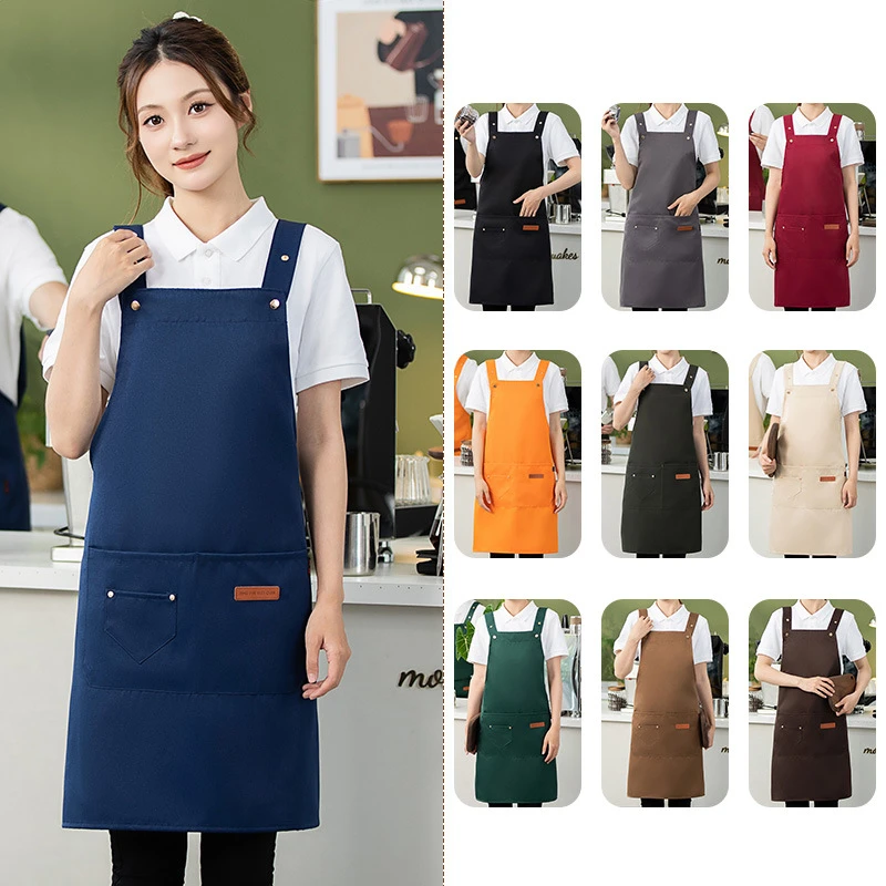 围裙定制餐饮工作服双肩防水广告蛋糕咖啡店工作围裙现货印logo字