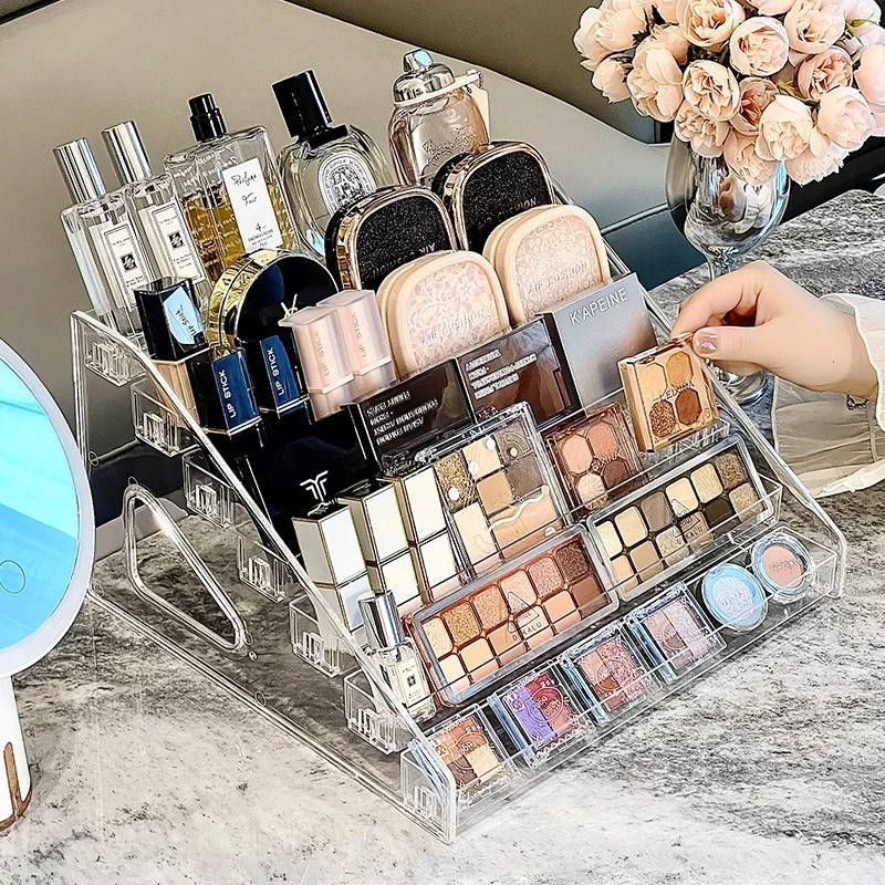 亚克力眼影盘收纳盒桌面梳妆台彩妆化妆品置物架口红香水护肤架子