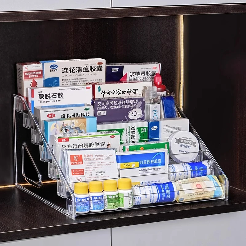 多功能药品收纳盒阶梯式多层桌面大容量医疗急救家用整理展示架