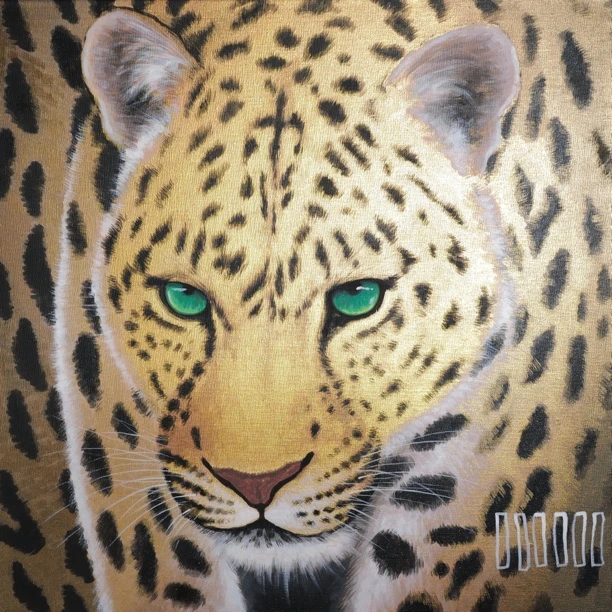 王甜心作品《豹子》限量1件100%手绘画布艺术原作