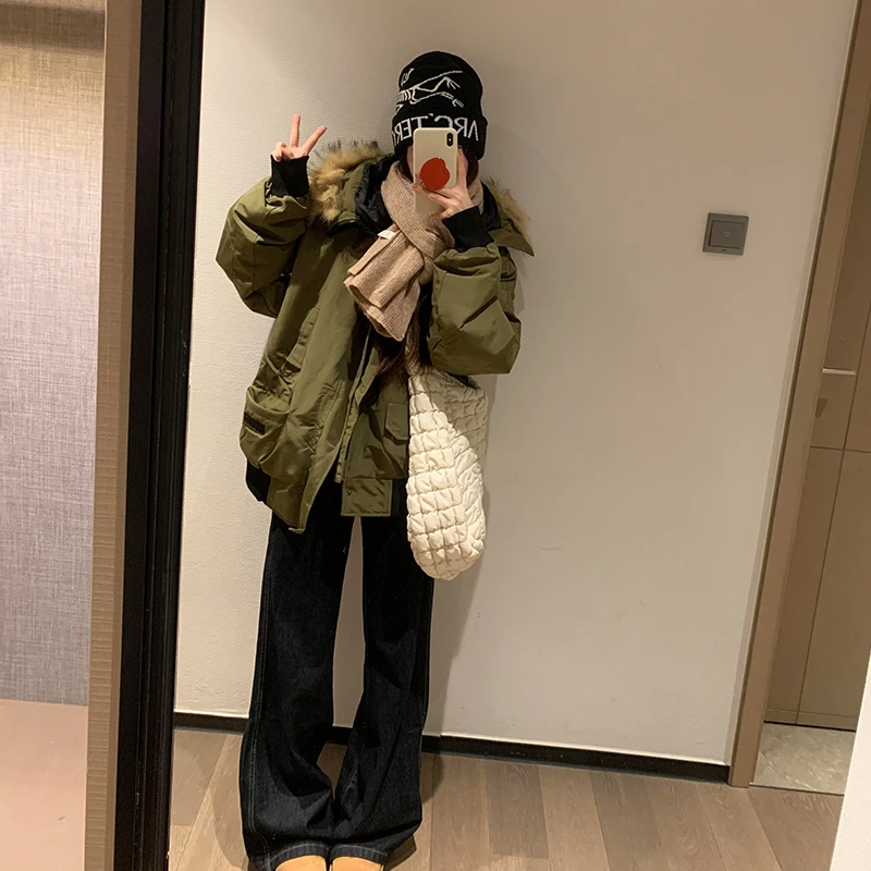 酷帅美式派克服工装棉服女2024新款加厚宽松棉衣女大学生早八穿搭