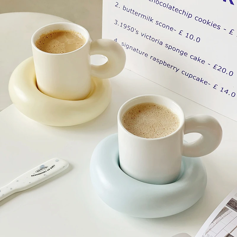 奶fufu陶瓷杯马克杯子女家用水杯情侣办公室设计感咖啡杯碟ins风