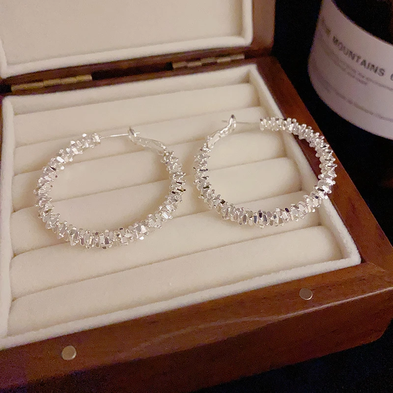 铜合金耳饰 A04-410碎银大耳环