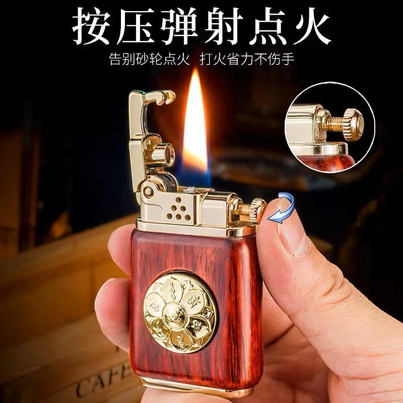 木质转盘弹射打火机创意