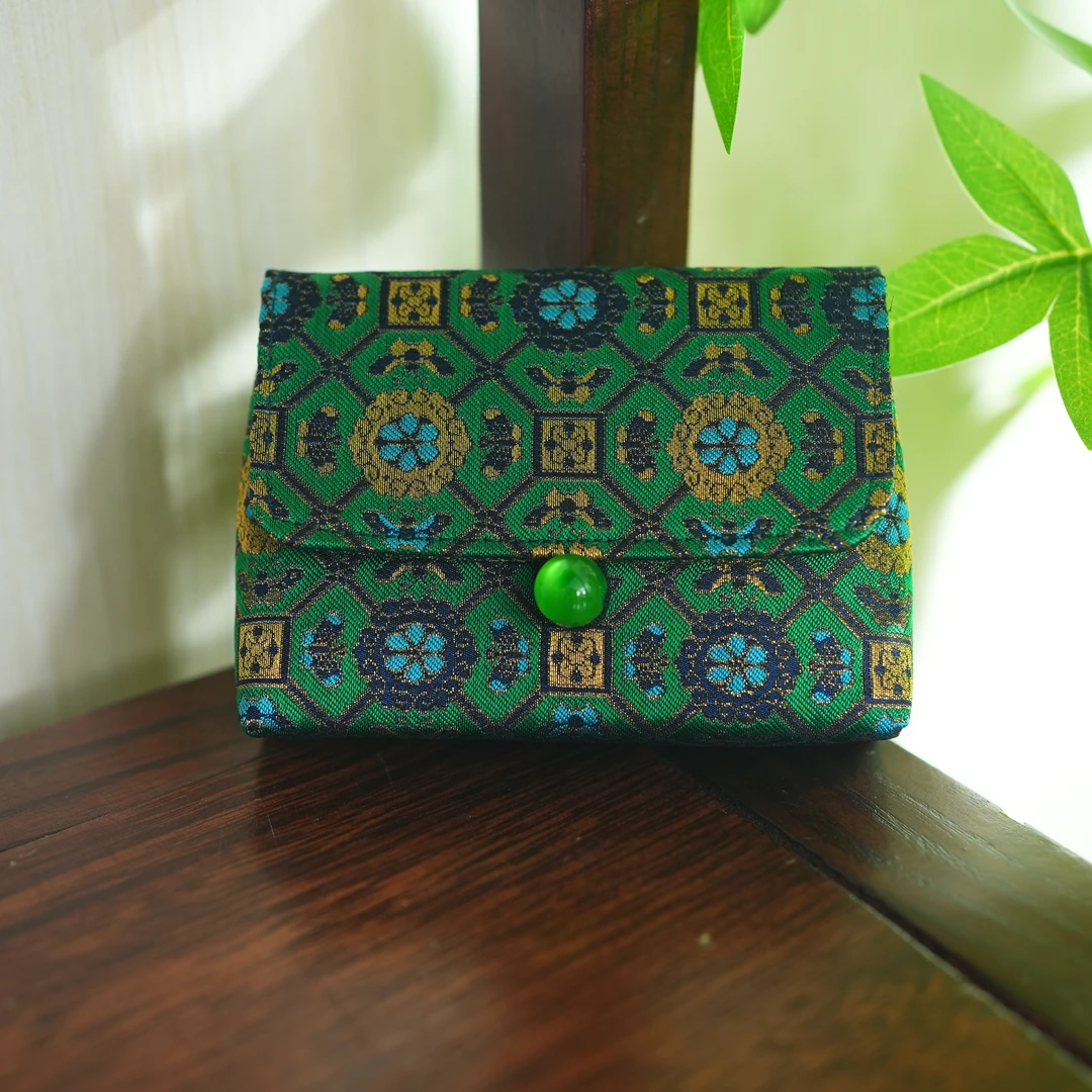 【绿色四达晕纹锦卡包】非遗SJK宋锦面料 尺寸11*8cm