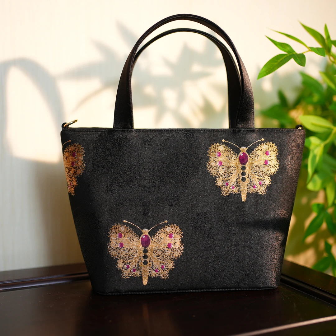 【黑金蝴蝶托特包】SJK非遗宋锦 尺寸25*17cm 国风搭配礼品