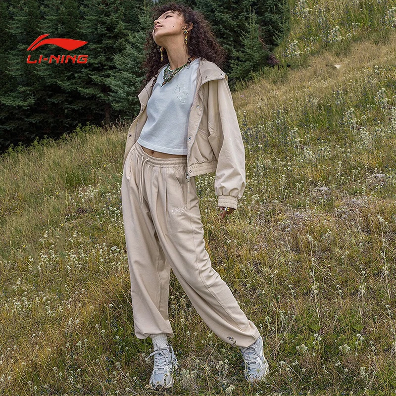 LI-NING/李宁夏季中国李宁系列休闲裤宽松时尚束脚斜纹运动长裤女