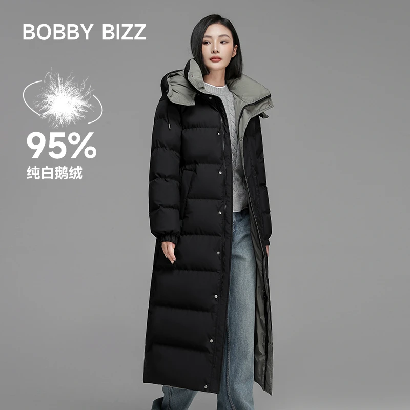 （推6）Bobby Bizz95%白鹅绒羽绒服女2024新款冬季大码超长过膝宽松