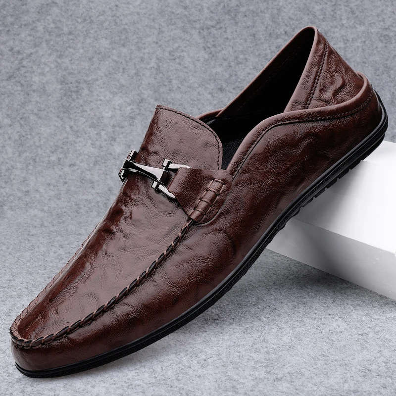 爆款豆豆鞋男真皮2025夏季新款男士休闲皮鞋软底透气百搭驾车鞋潮