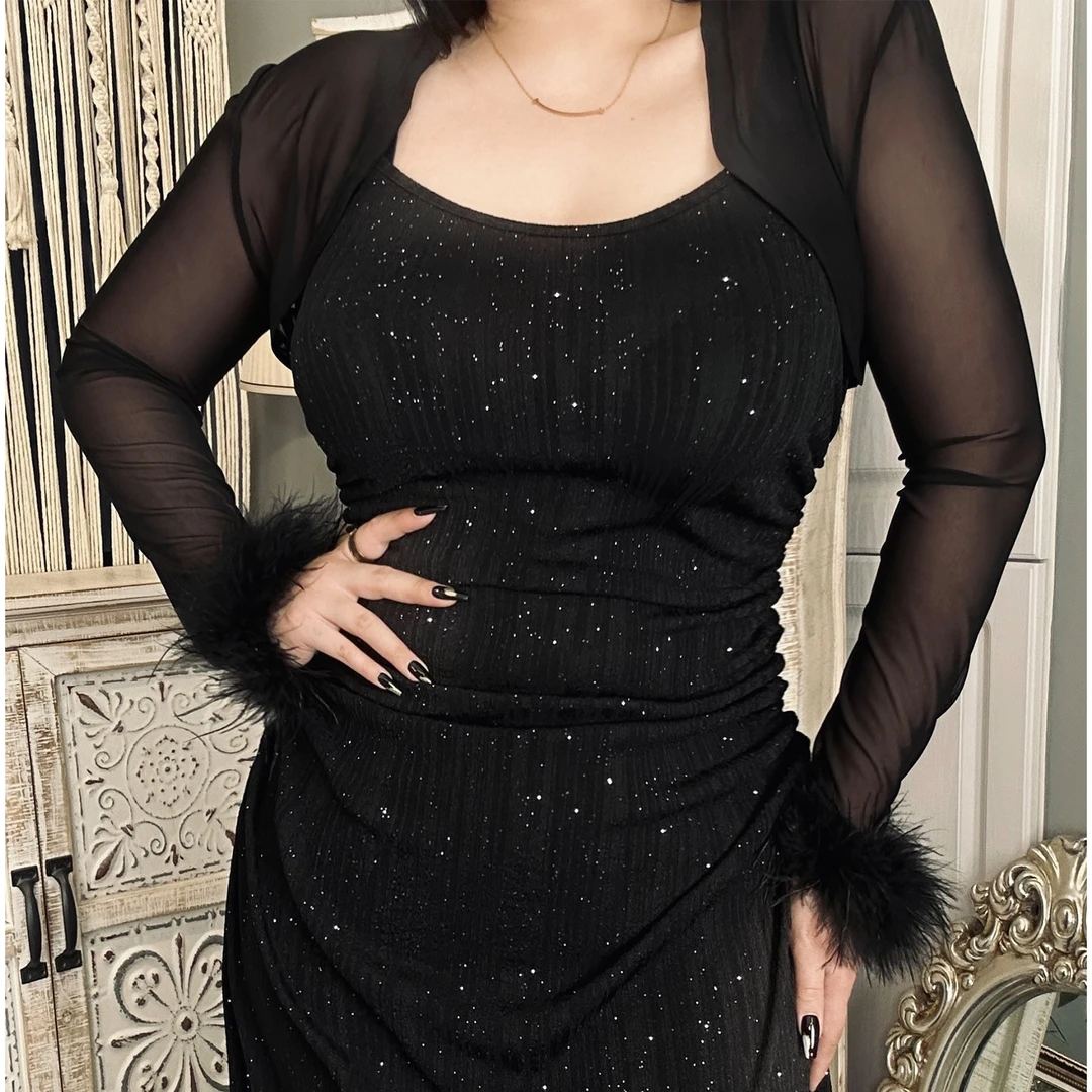 阿俪雅木ALY袖口毛毛装饰坎肩上衣外套空调服防嗮小外套SC1C001