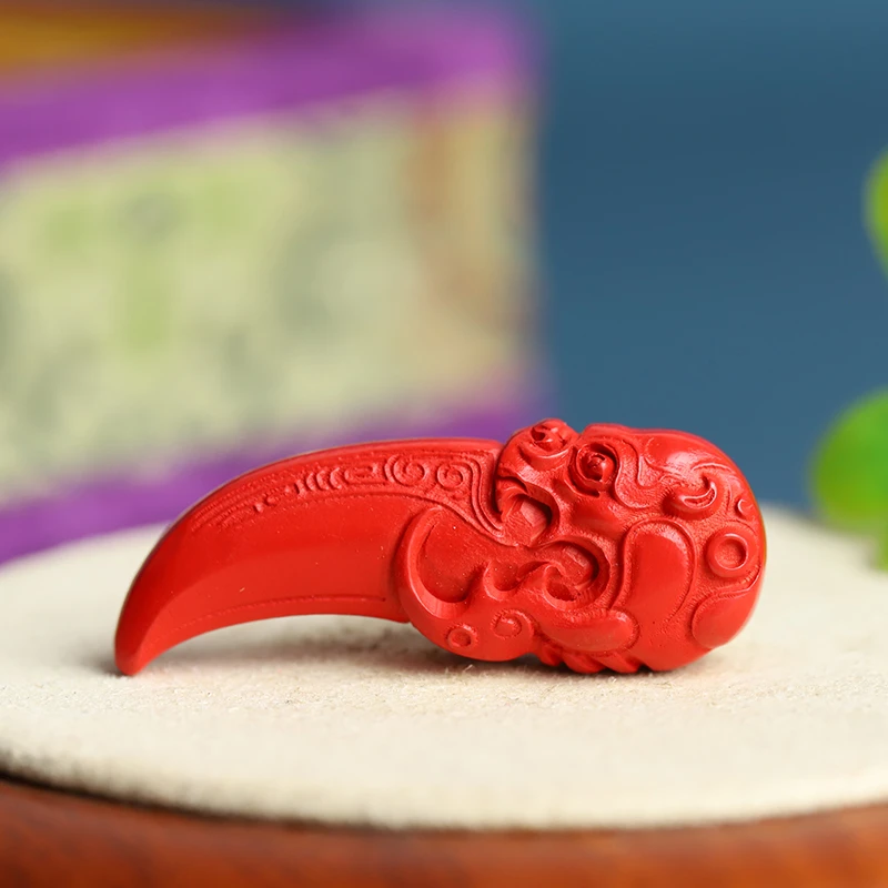 含辰砂工艺品【朱砂玉调】天然辰砂高含量朱砂狼牙吊坠红砂