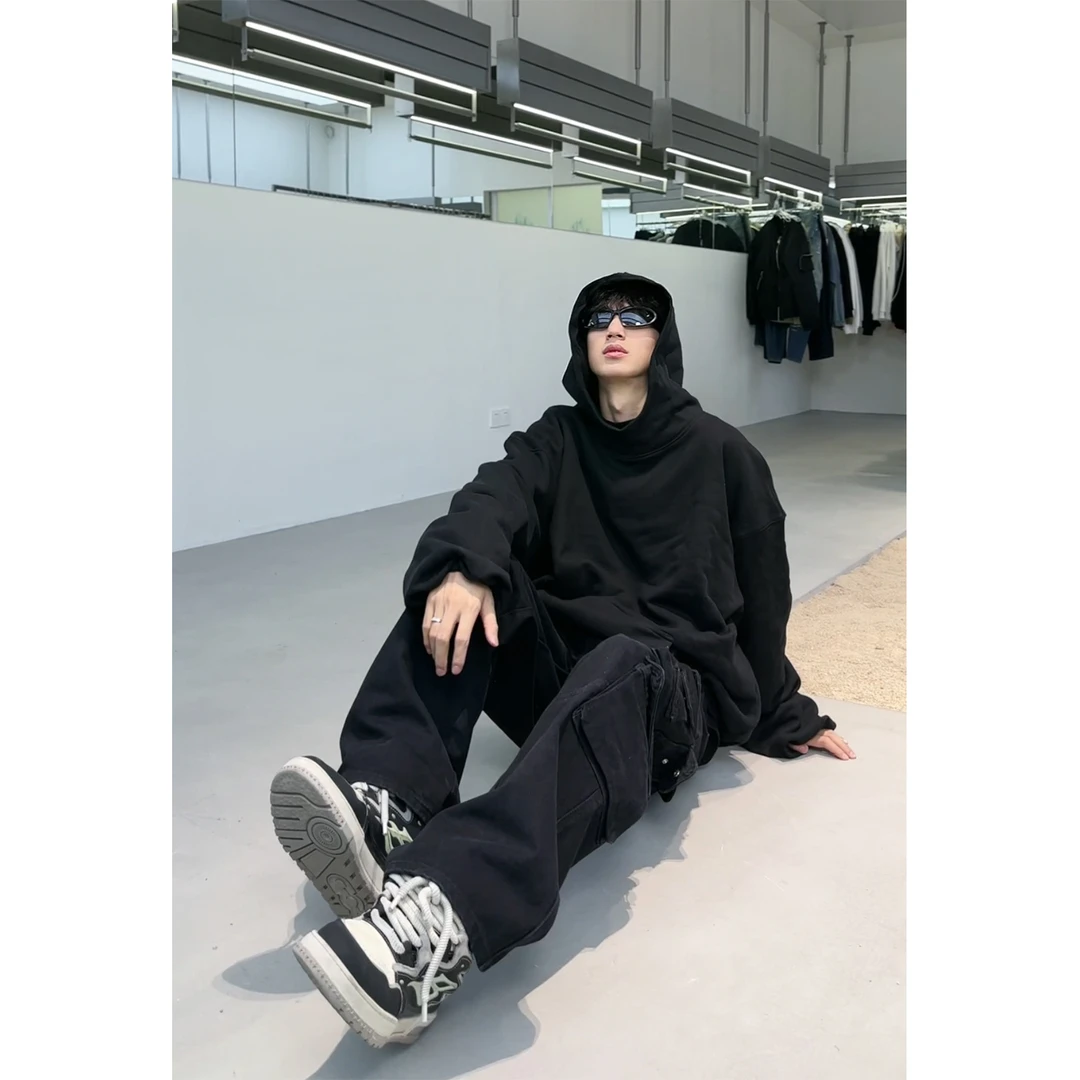 聪明陈 520克美式潮牌纯色长袖男卫衣宽松百搭连帽上衣60598