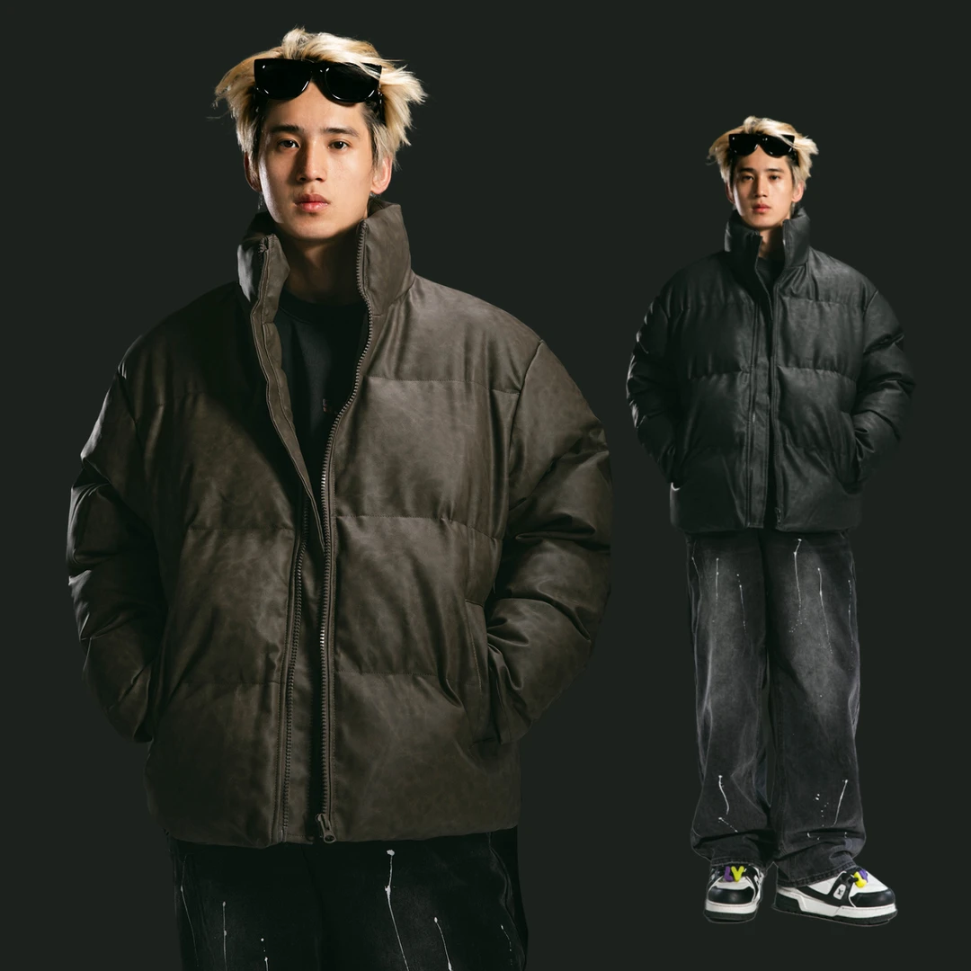 COURSEMYS聪明陈 潮牌秋冬立领拉链外套高街痞帅宽松美式棉衣