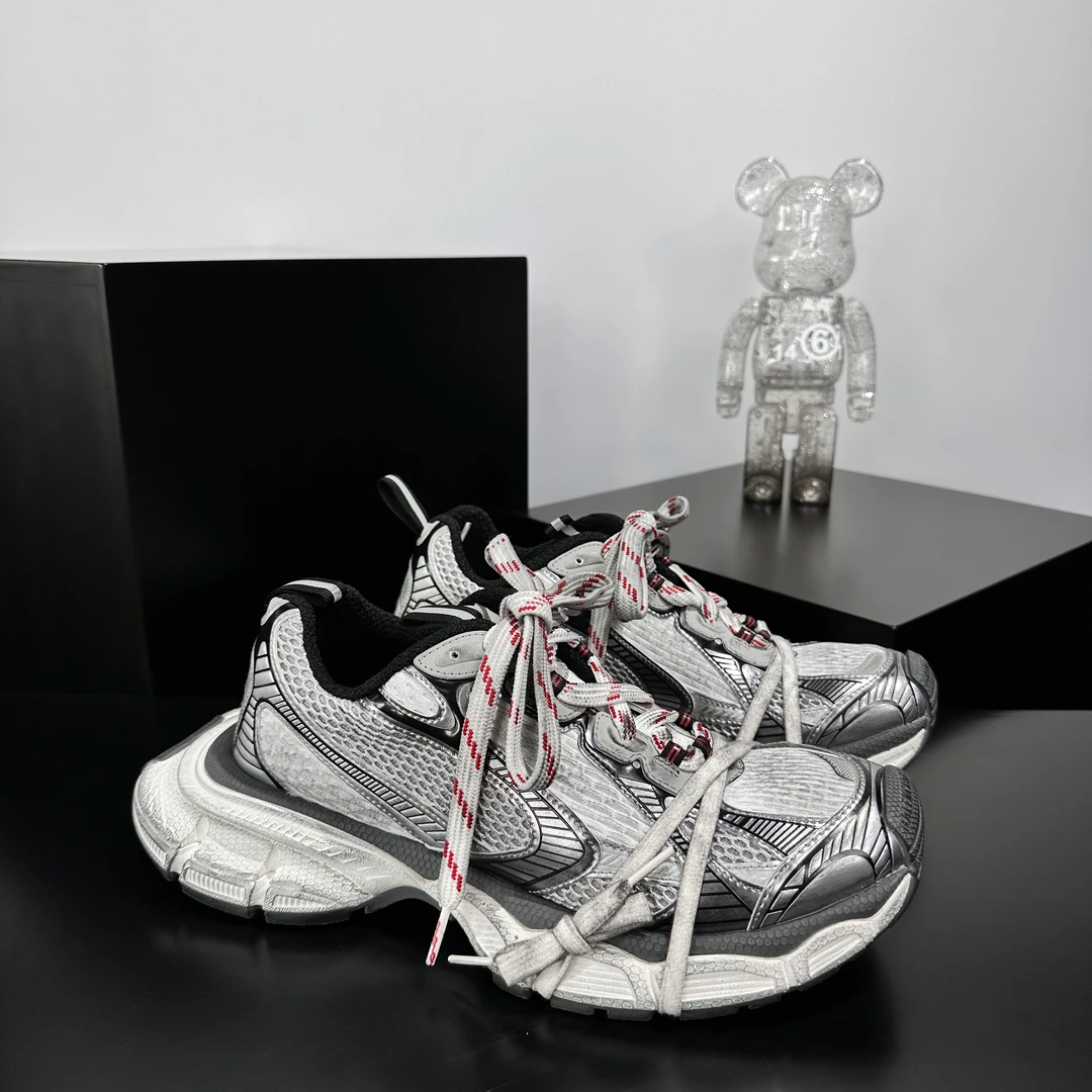 全新未使用 Balenciaga/巴黎世家 灰红做旧3XL运动鞋XXXL老爹鞋