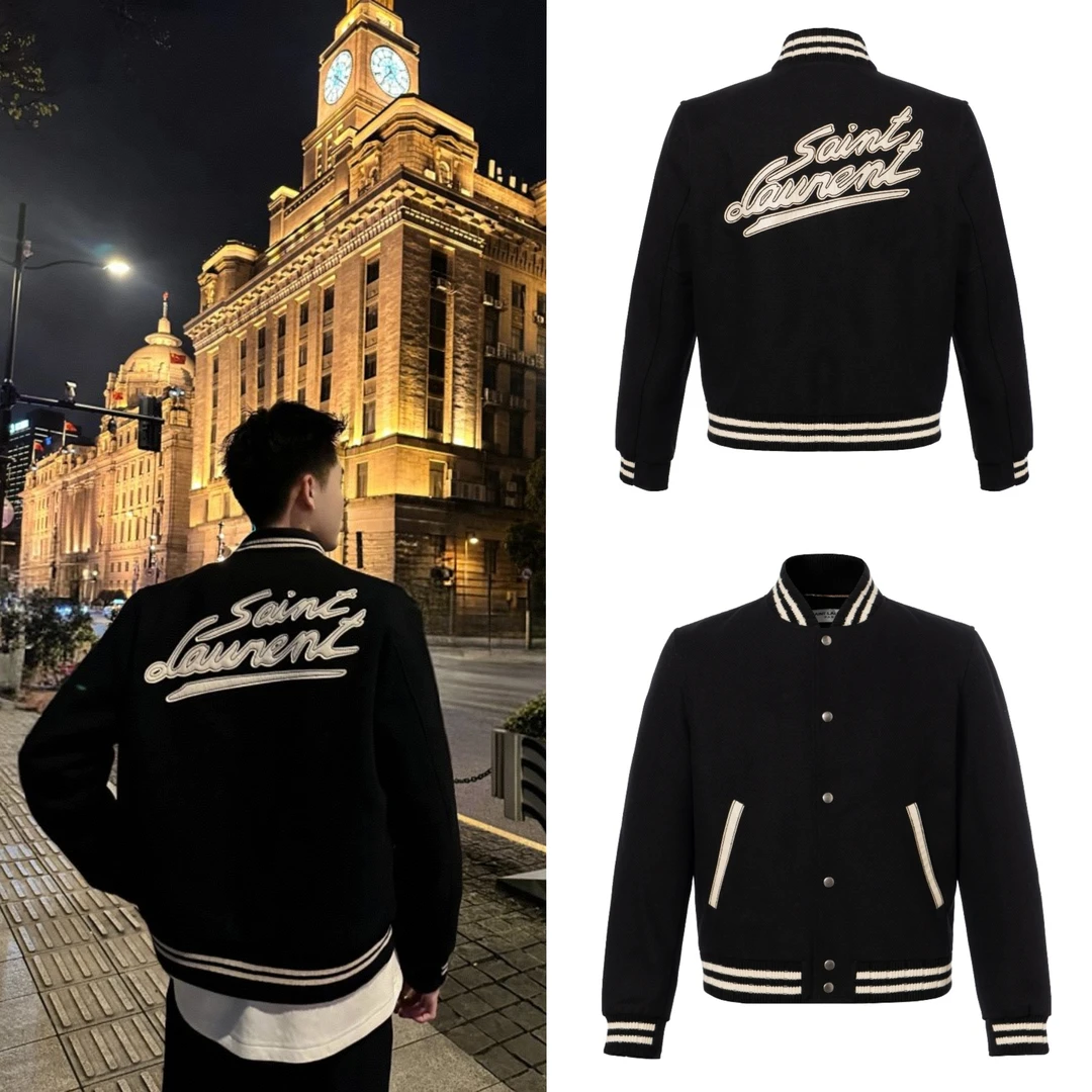 全新未使用 YSL/圣罗兰 SAINT LAURENT黑白休闲夹克外套棒球服