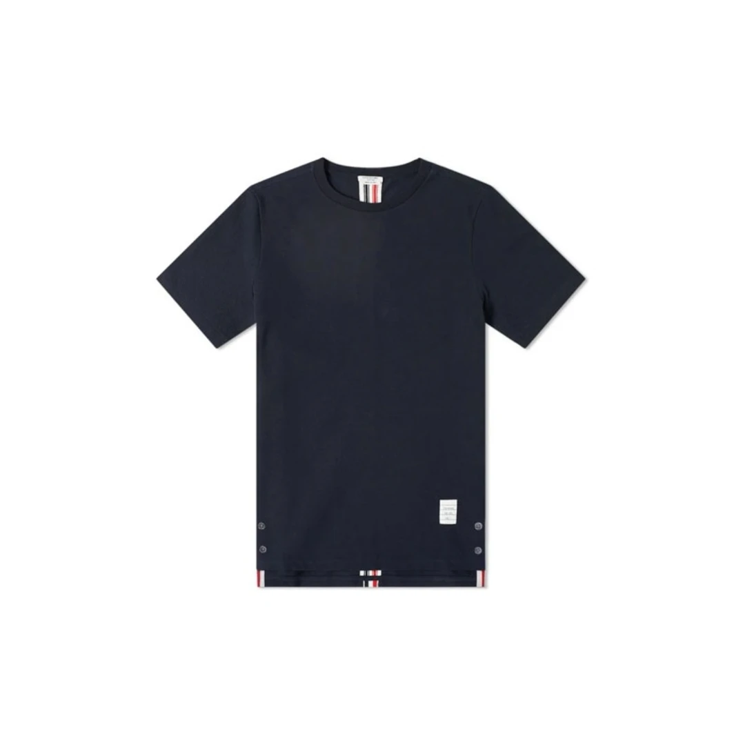 全新未使用 THOMBROWNE 深蓝色背后彩条logo圆领休闲短袖T恤
