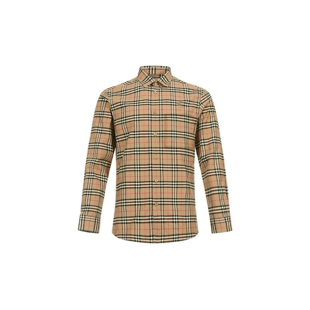 全新未使用 BURBERRY/博柏利 复古格子小格纹长袖衬衫男女同款