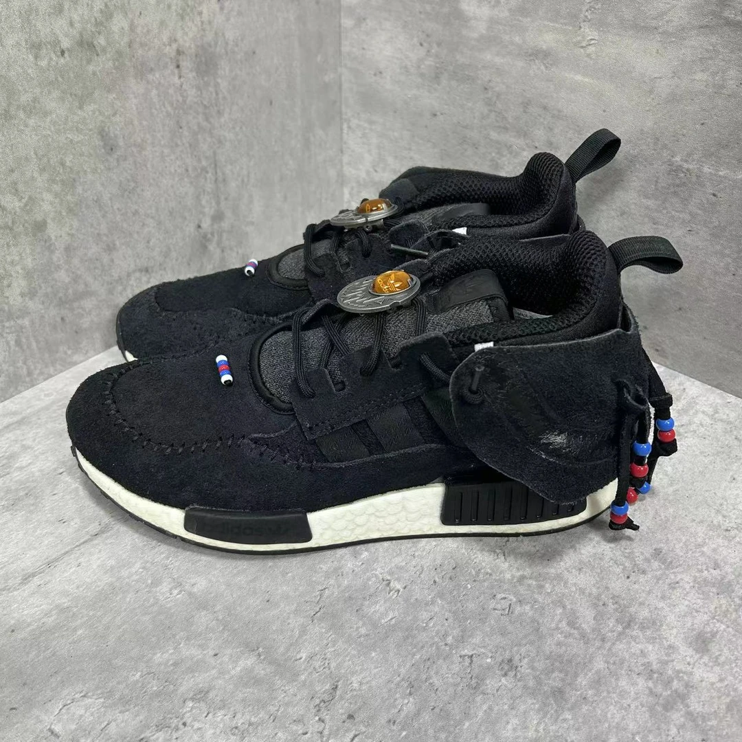 40.5码 adidas originals NMD_C1 绒面革 中帮 男女同款 黑色