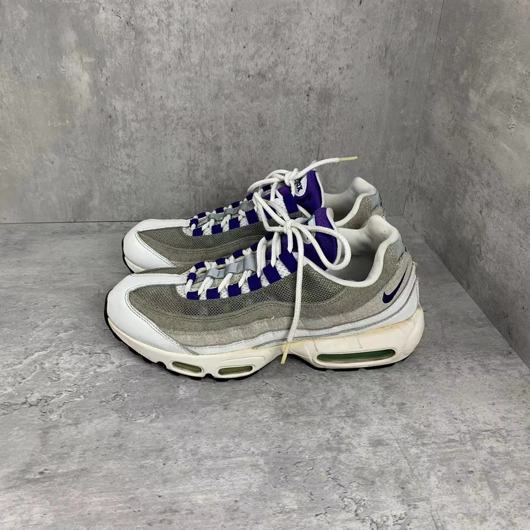 42码 NIKE Air Max 95 白灰紫 休闲跑步鞋 工价1099 鞋头轻微裂纹