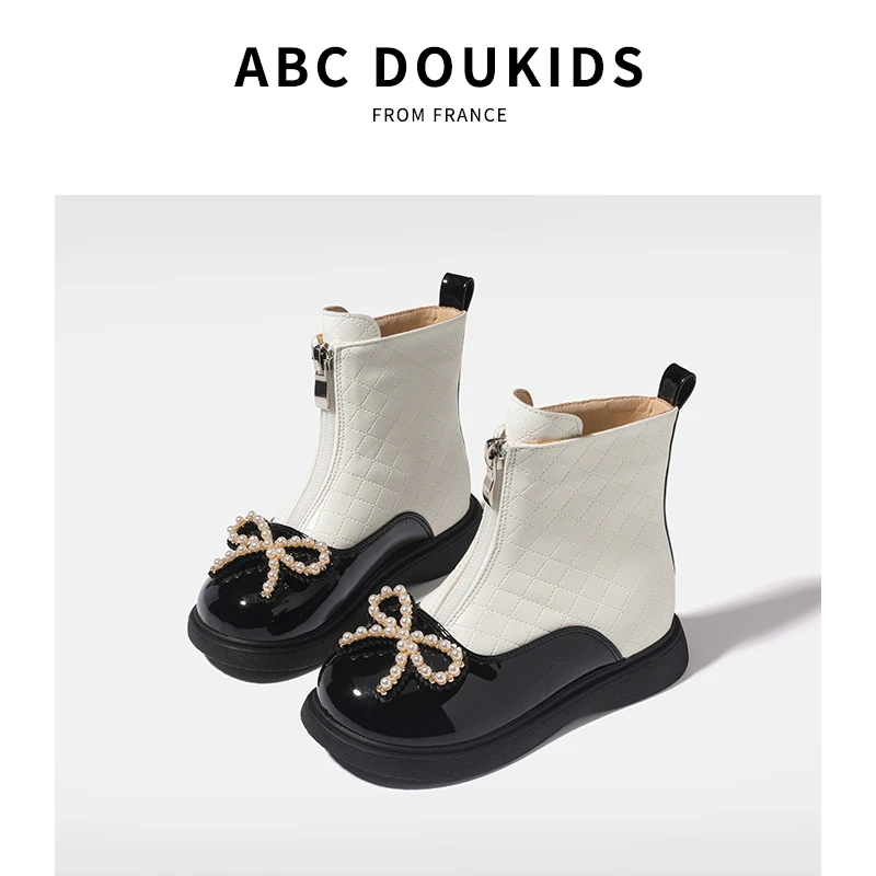 儿童马丁靴拼色时尚女童靴韩版短靴2025冬季宝宝单靴