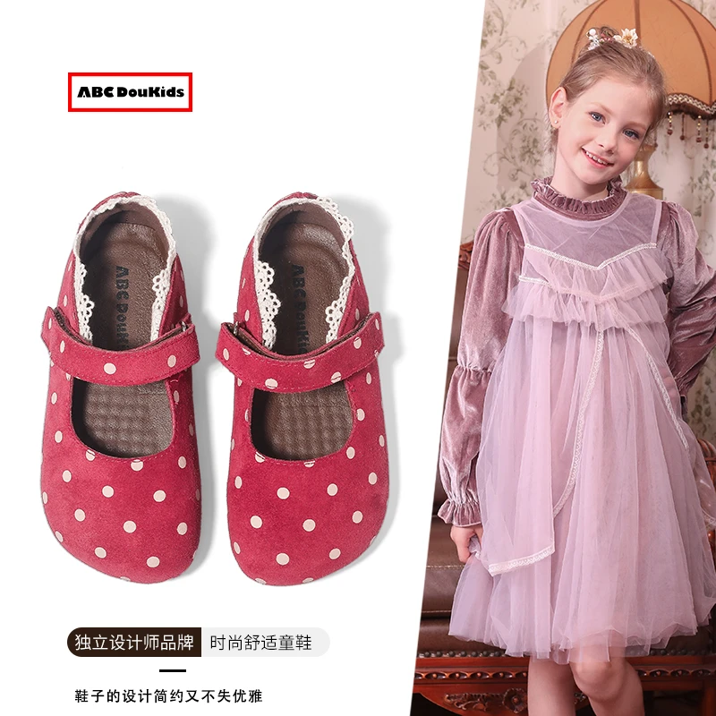 ABC Doukids女童皮鞋2025秋季新款儿童新中式单鞋宝宝软底公主鞋