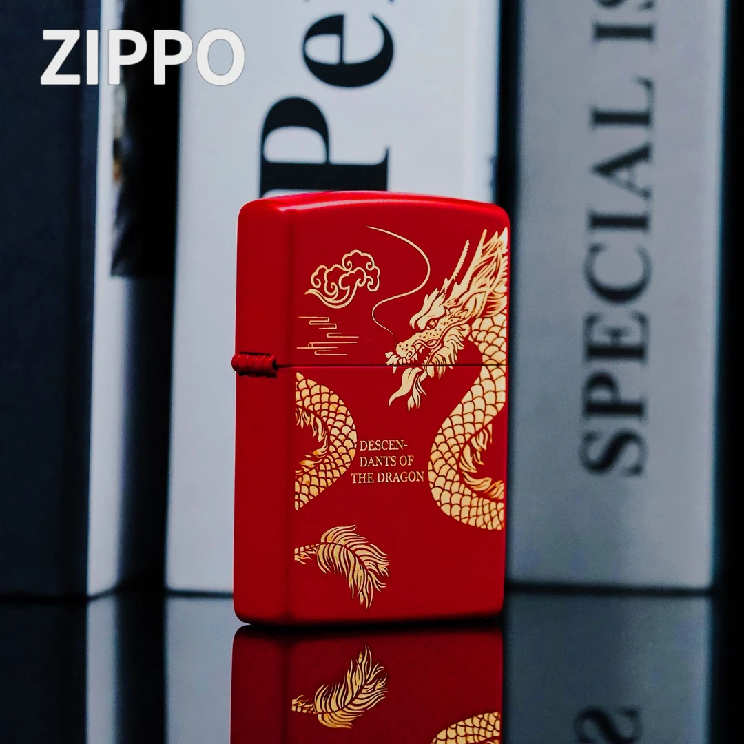 ZIPPO/之宝打火机正品/红色哑漆-立体雕刻金龙-礼盒装DYJ1