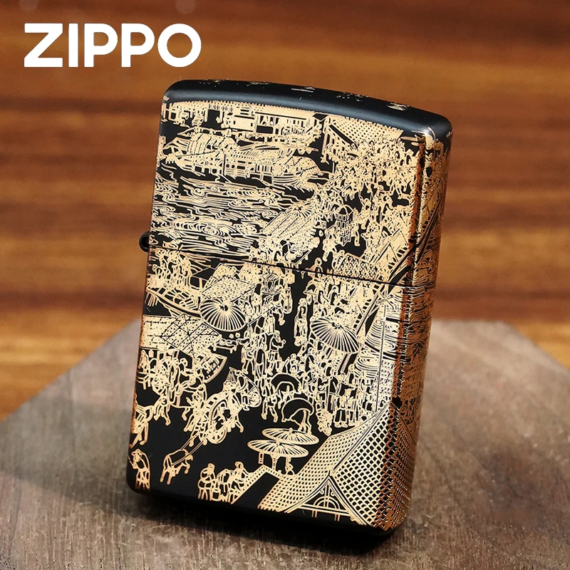 ZIPPO打火机正品DIY 205描金清明上河图/送礼收藏DYJ1