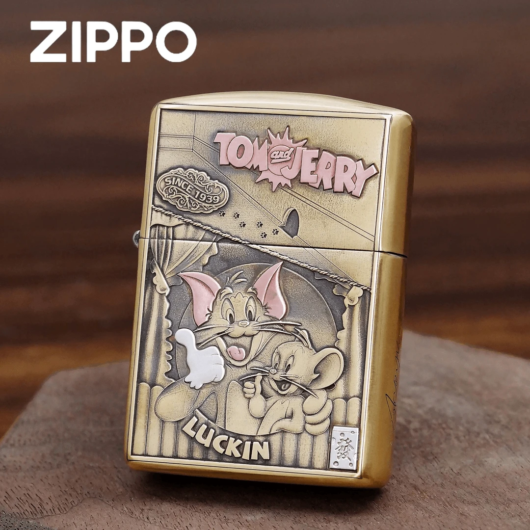 ZIPPO打火机正品/猫和老鼠-白铜贴章-动漫【阿明2】DYJ1