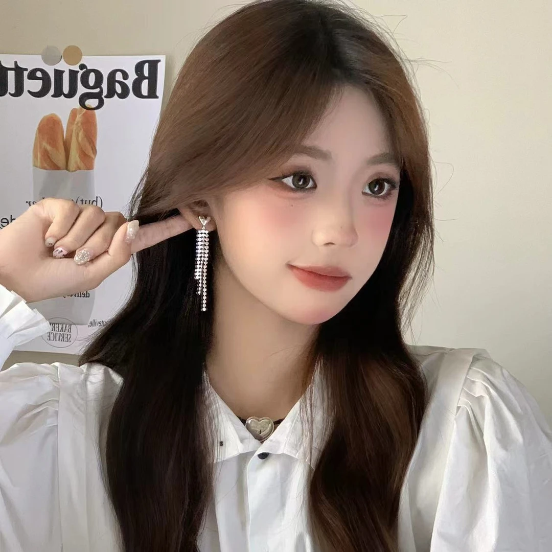 FULL GIRLISH耳环00243爱心波光粼粼长款流苏耳饰女