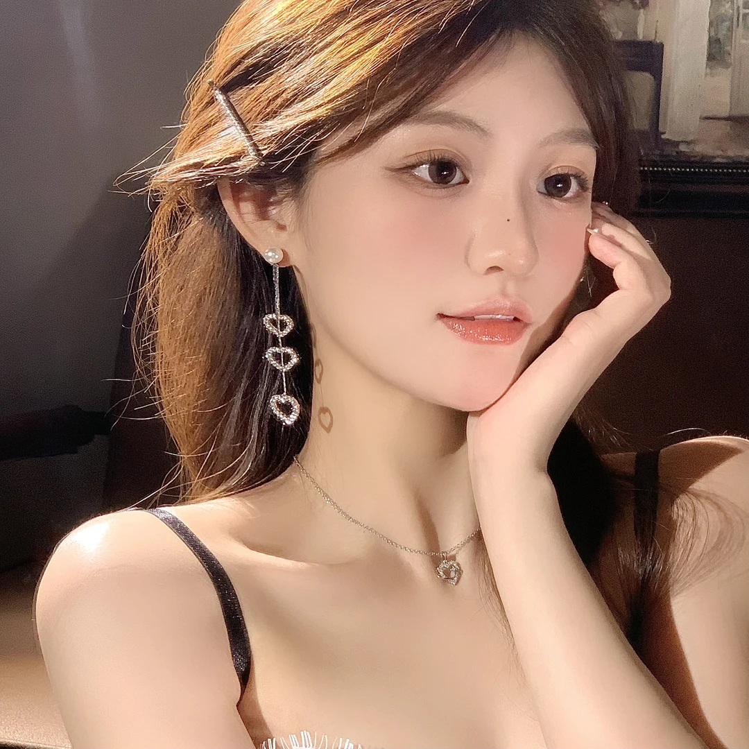 FULL GIRLISH耳环00923爱心流苏珠珠轻奢气质