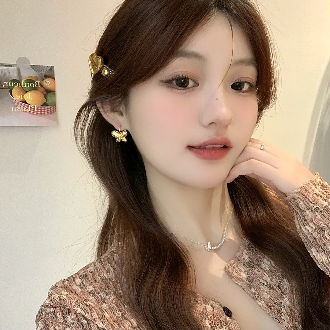 FULL GIRLISH耳环00959金色蝴蝶微镶气质耳饰