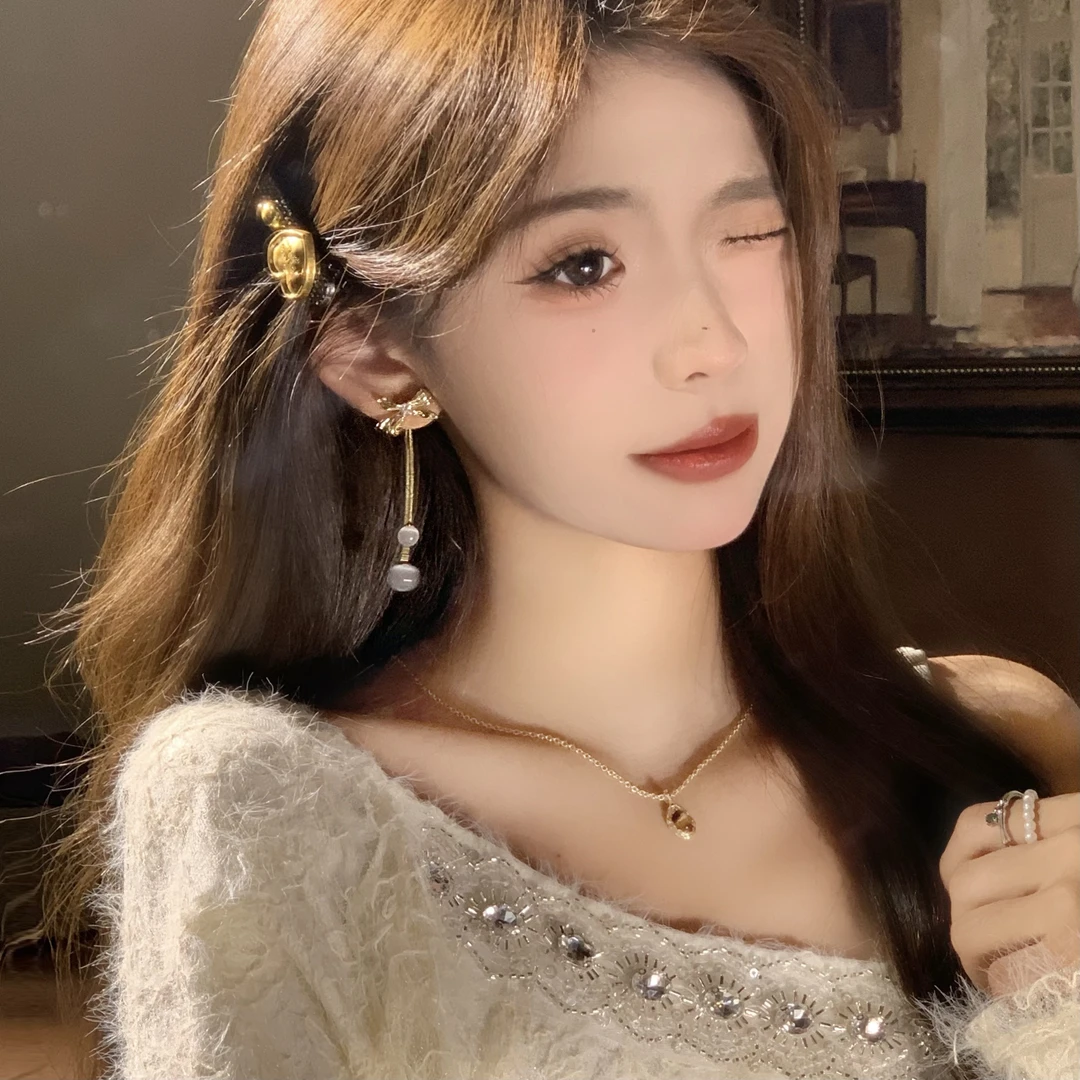 FULL GIRLISH耳环00764百搭蝴蝶珠珠气质耳饰