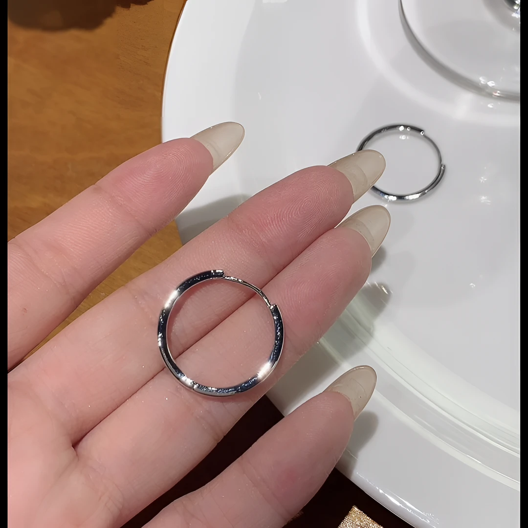 925银针耳饰 圈圈耳环轻奢法式小众素圈耳钉 独特气质个性简约耳