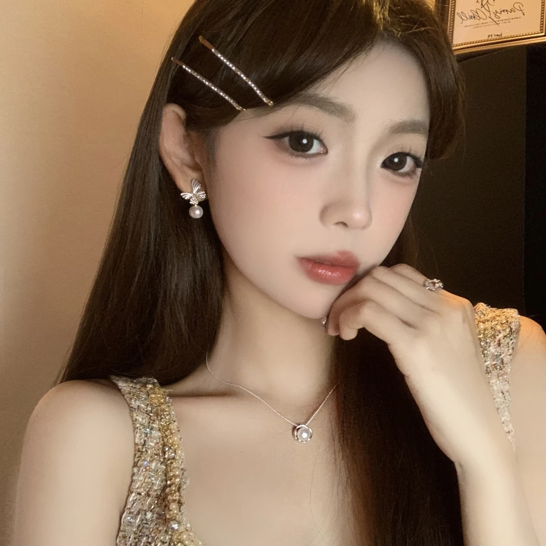 FULL GIRLISH耳环00887满镶蝴蝶百搭珠珠耳饰