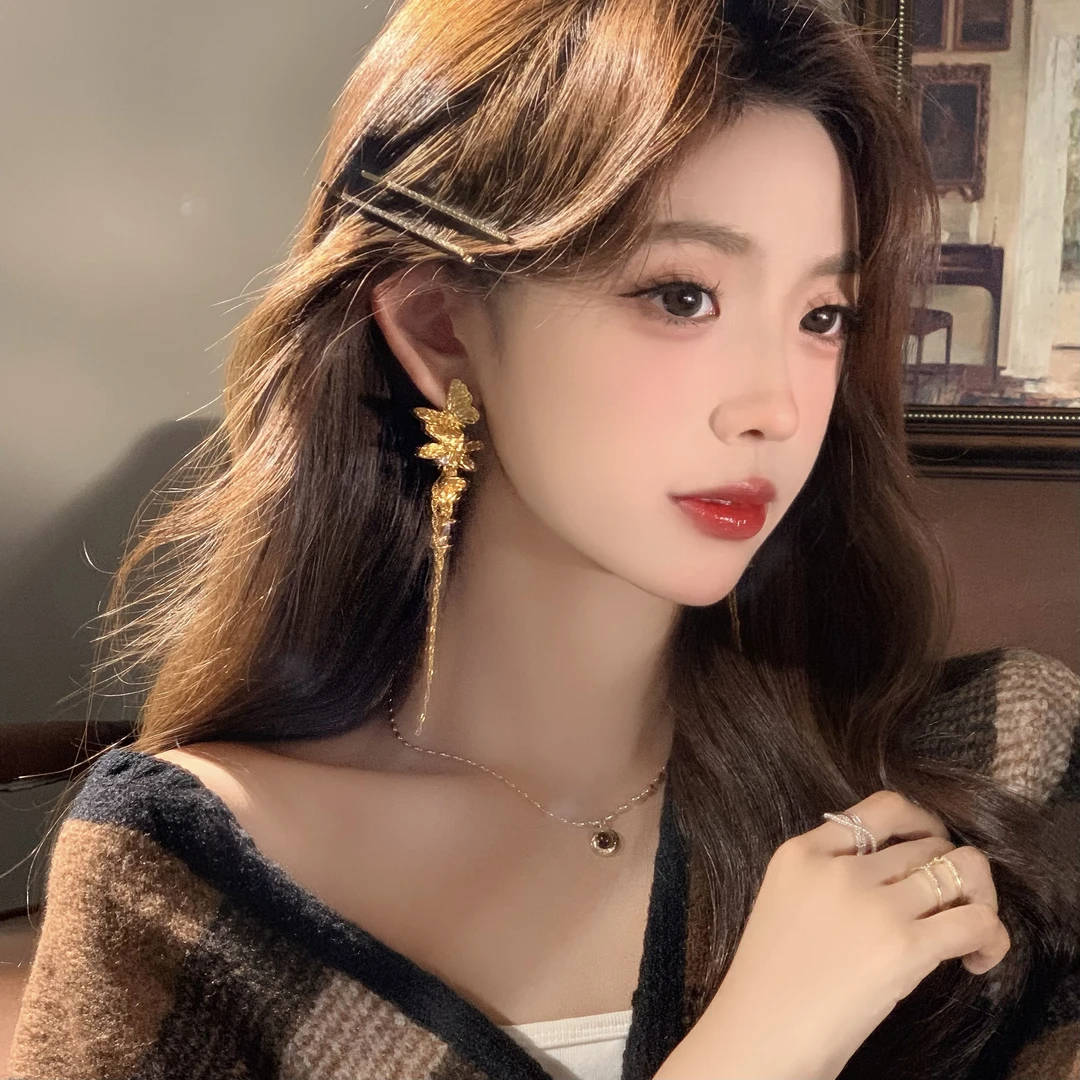 FULL GIRLISH耳环00895金色轻奢蝴蝶新款耳饰