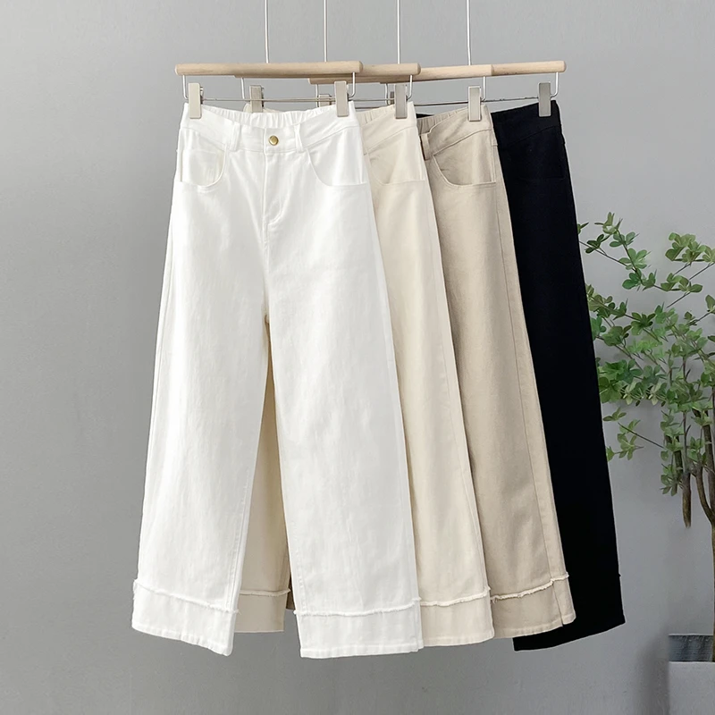 直筒裤女宽松大码窄版阔腿裤秋季新款显瘦百搭高腰长裤休闲烟管裤