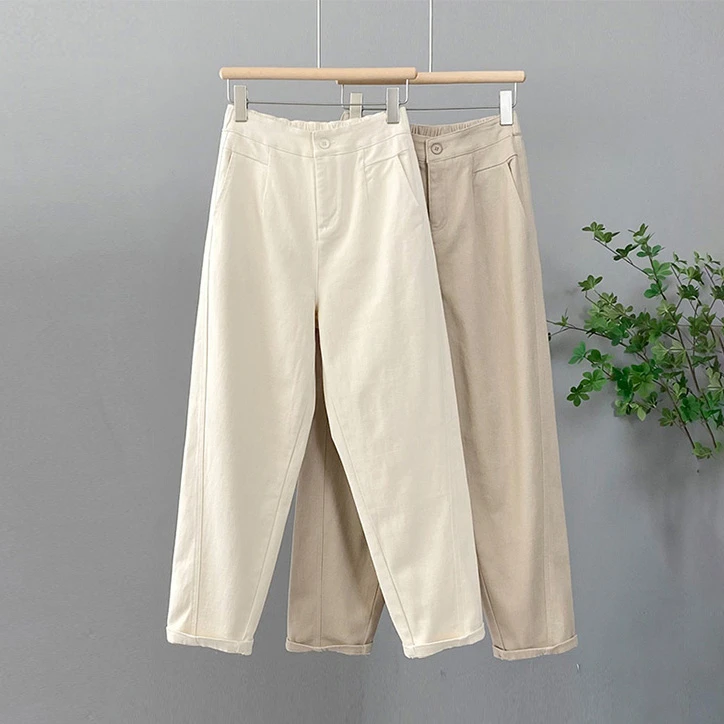 镰刀裤女春秋新款宽松大码高腰显瘦百搭休闲裤哈伦裤老爹裤弯刀裤