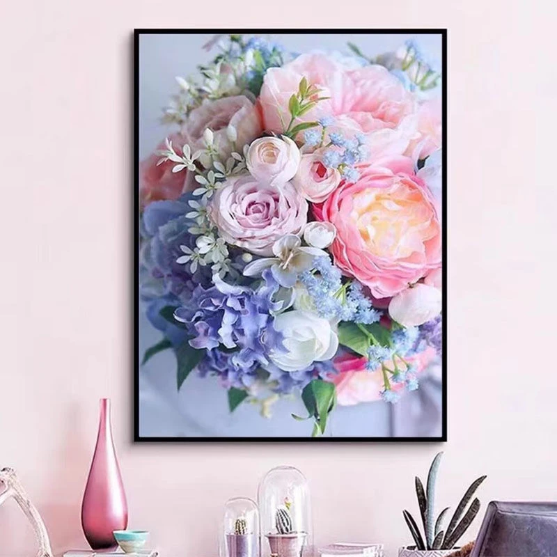 五彩玫瑰十字绣新款线绣客厅餐厅卧室简单玄关花朵简约46色