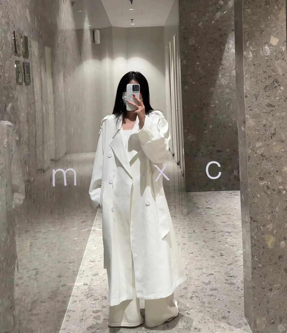 「伦敦电影」2024秋季新品宽松系带气质显瘦休闲通勤风长款收腰大衣