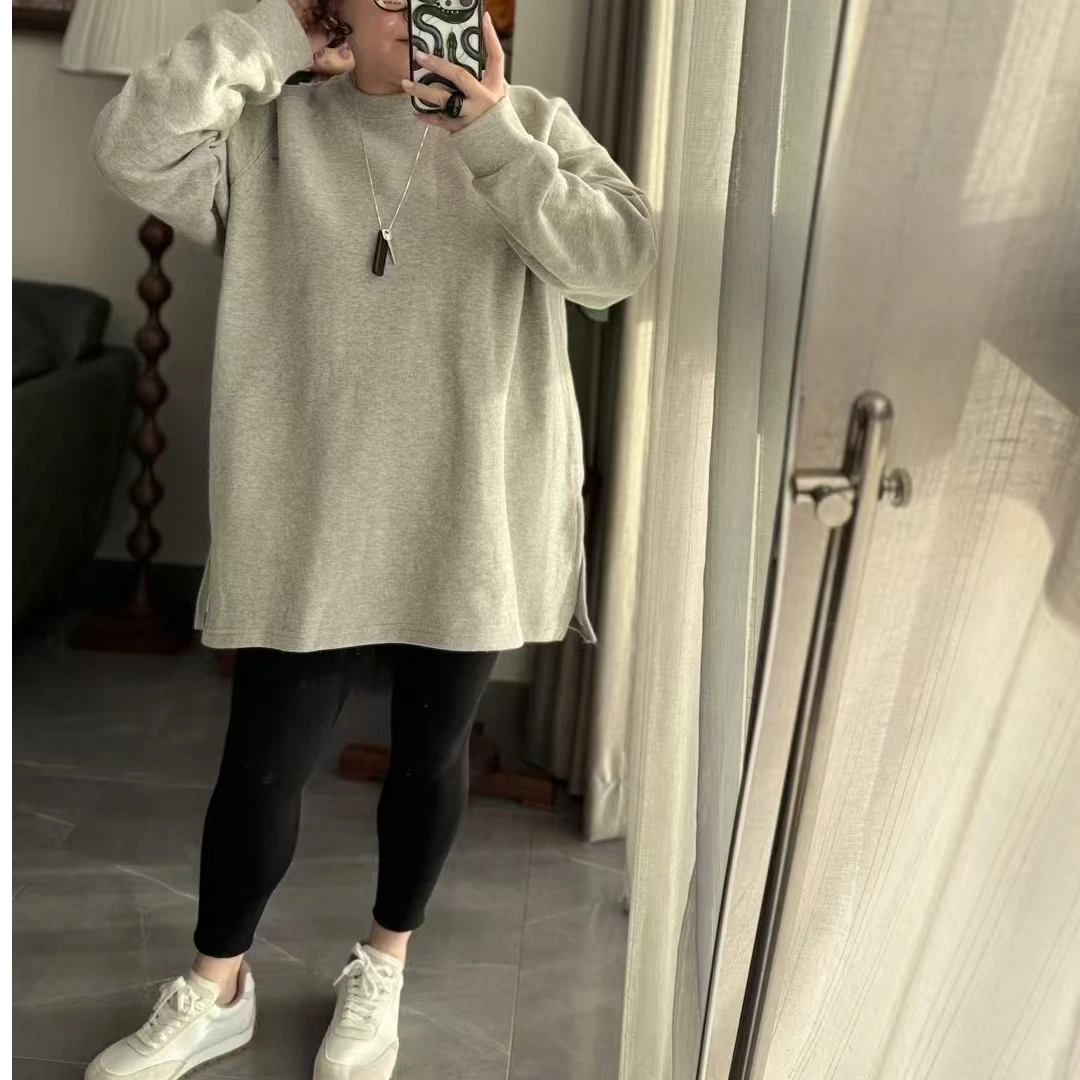 Meet遇见-冬季百搭插肩加绒卫衣