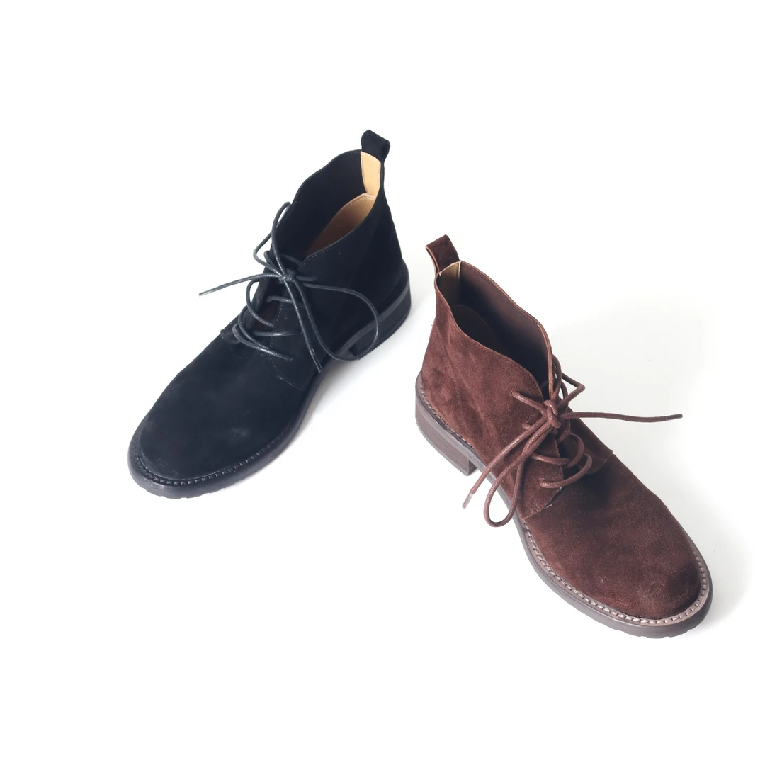 复古磨砂马皮圆头马丁靴做旧英伦风低跟系带及裸靴短筒1288-1