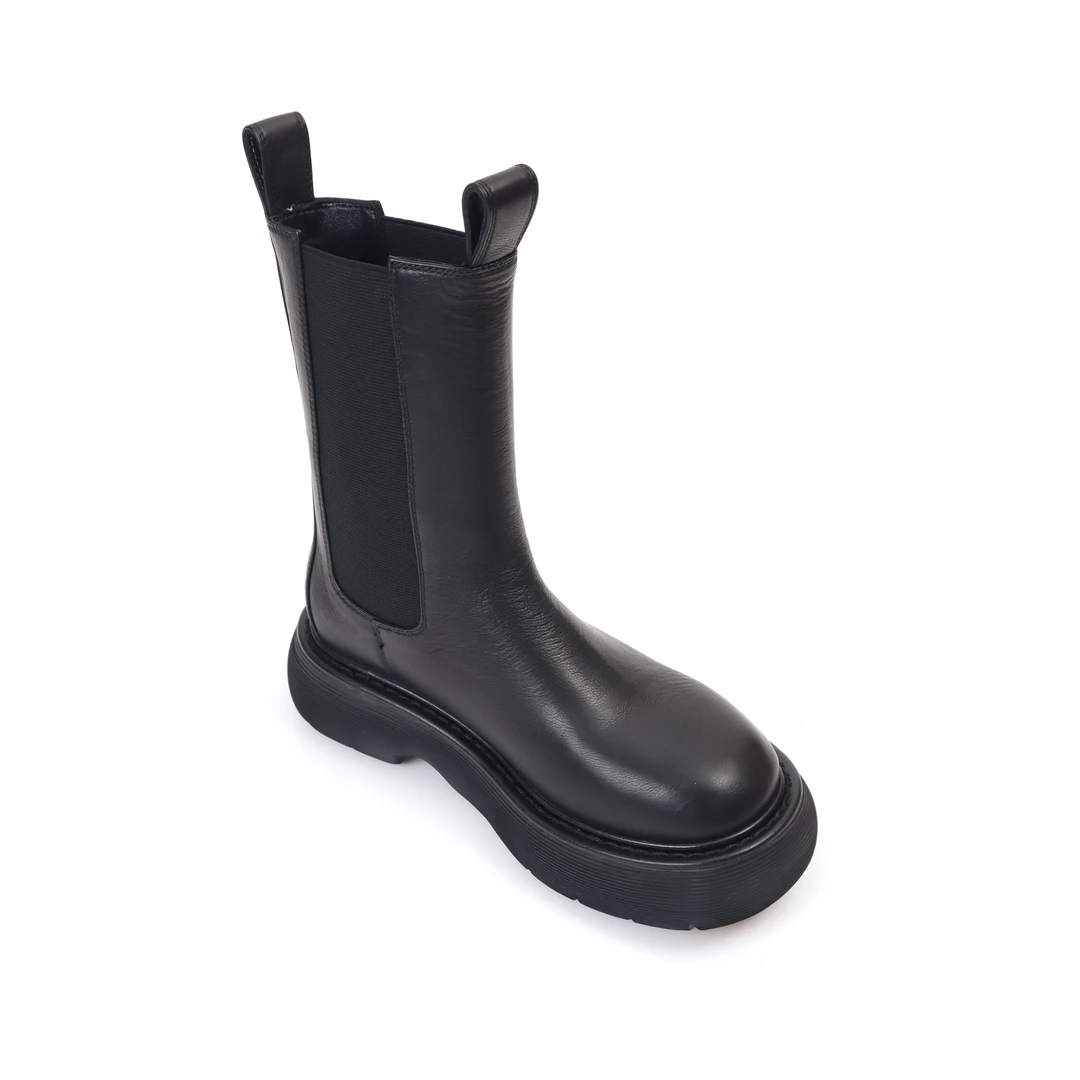 牛皮马丁靴女英伦风秋冬新款厚底中筒烟管靴切尔西短靴子220930