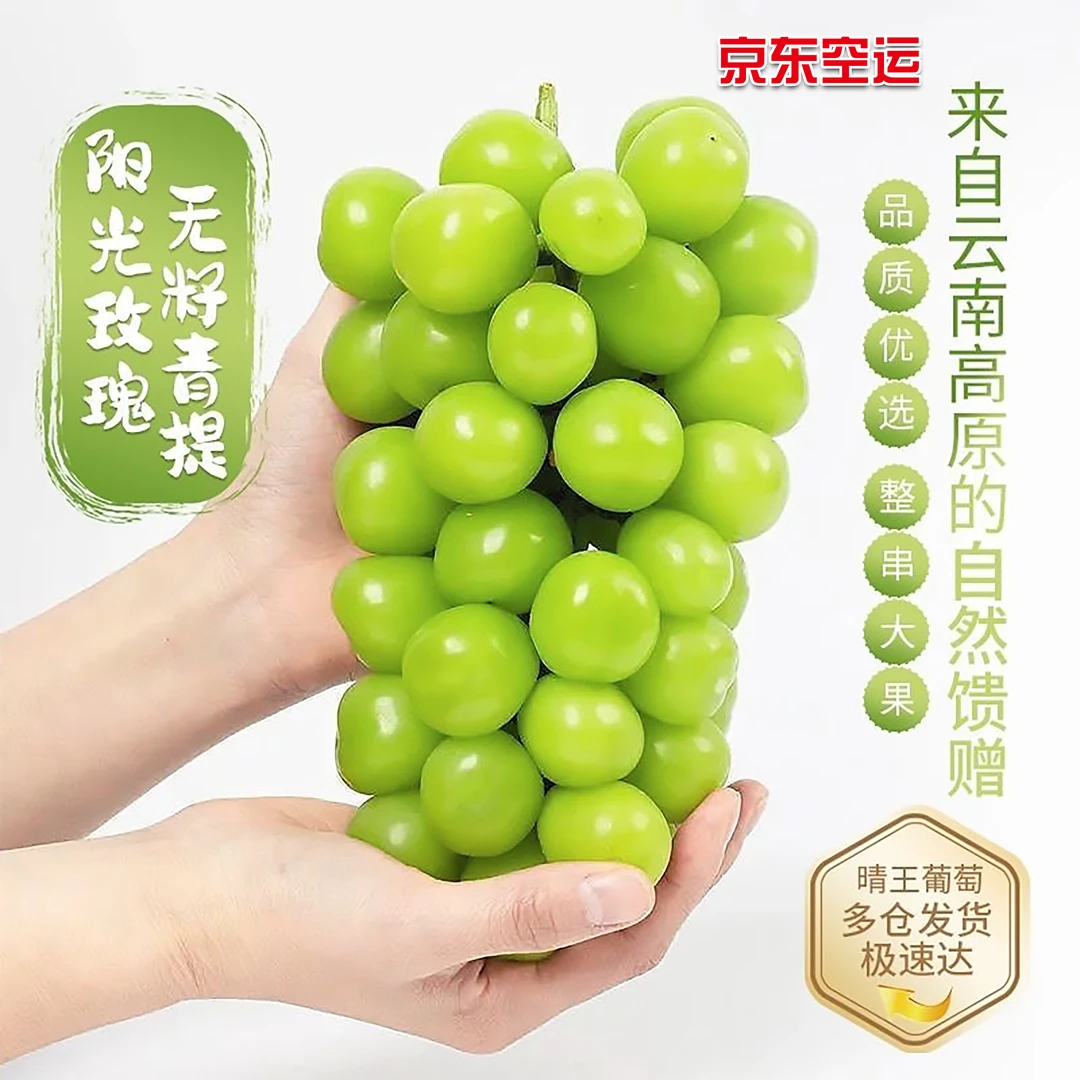 【京东空运】云南阳光玫瑰葡萄青提正宗滞销助农商品批发产地树葡萄