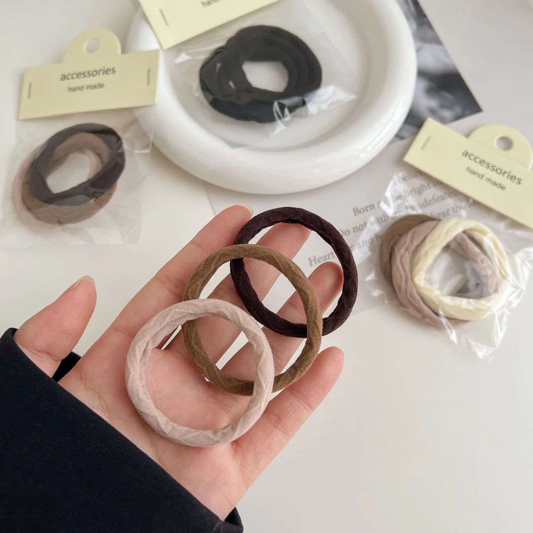 黑色扎头绳女无接缝发圈高弹力耐用发绳奶咖色基础橡皮筋简约百搭