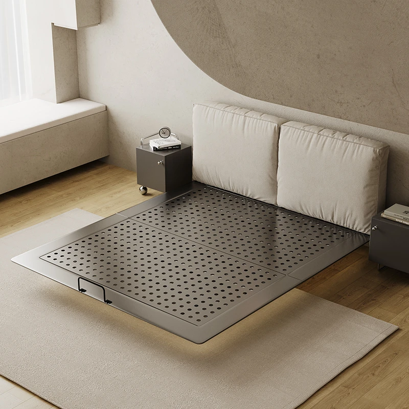 ALTACOM轻奢豆腐块碳素钢无甲醛悬浮床全床可拆卸材质主卧床简约