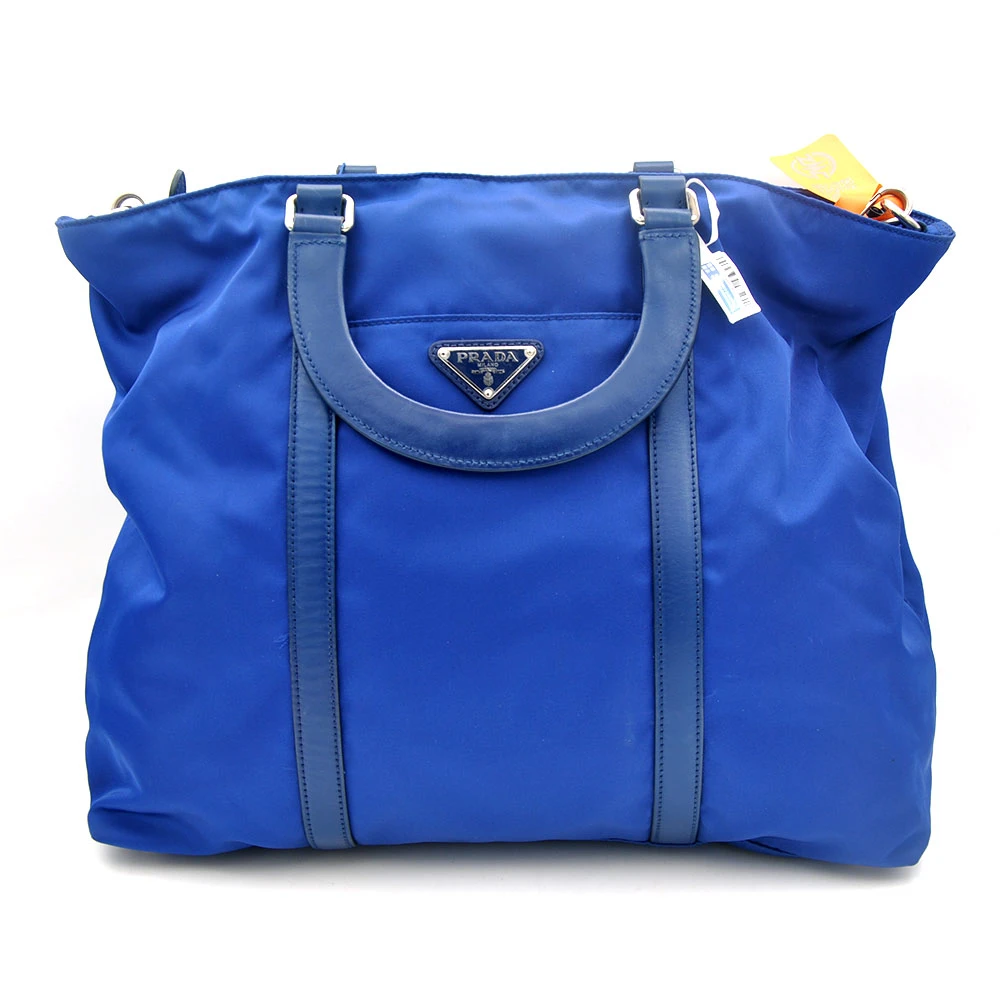 95新 Prada/普拉达 98新 电光蓝小号手提单肩托特包34＊30/76649