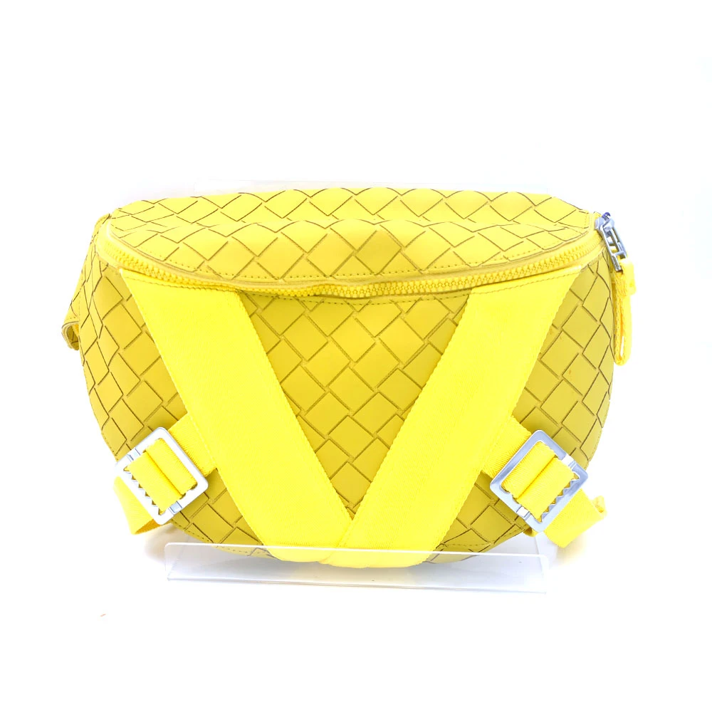 99新 BOTTEGA VENETA/葆蝶家 99新 新款芥末黄编织腰包胸包/36054